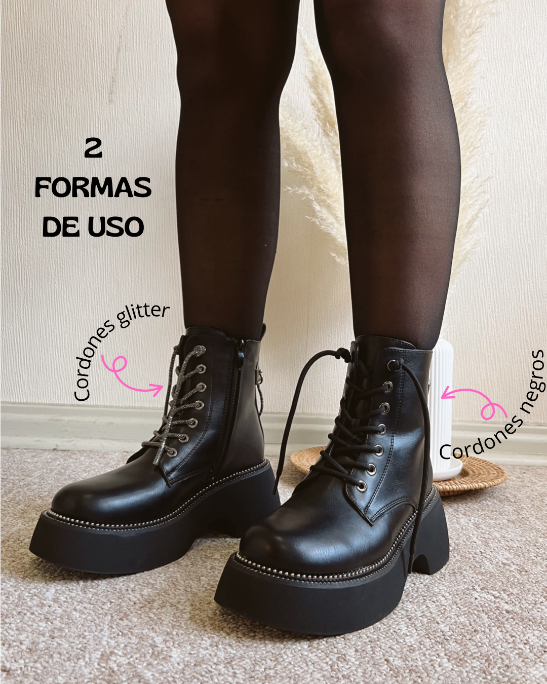 Botin cordones glitter