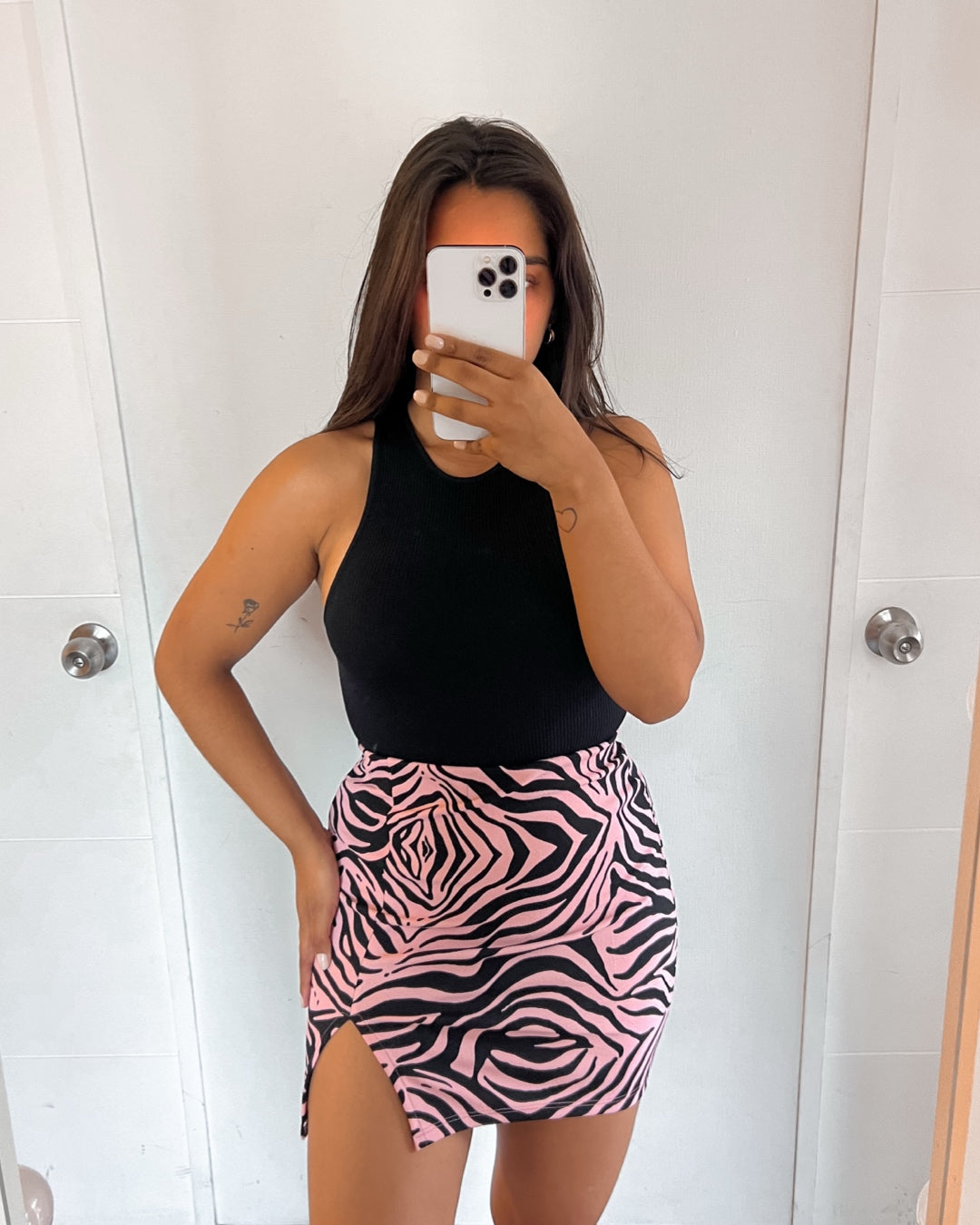 Falda tajito cebra rosa