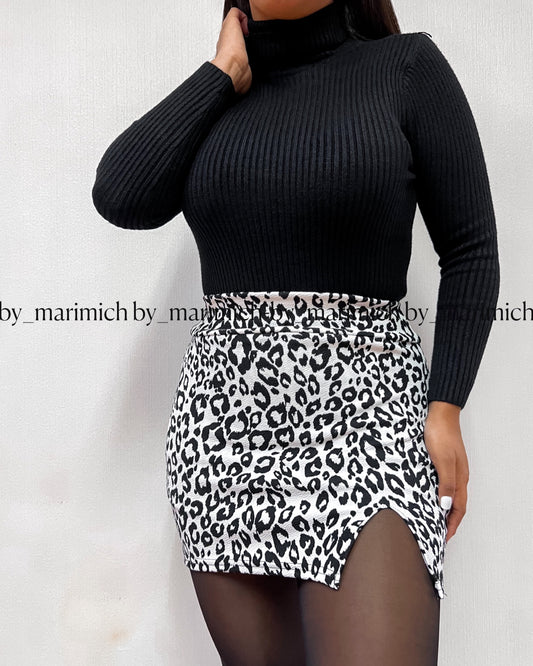 Falda CON short print blanco